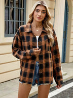 Miss | Jas Dames Overshirt Geruit Losse Pasvorm Knoopsluiting - Miss Madera MIS-VB28LX