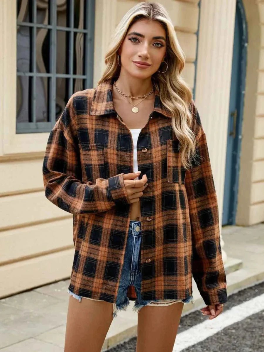 Miss | Jas Dames Overshirt Geruit Losse Pasvorm Knoopsluiting - Miss Madera MIS-VB28LX