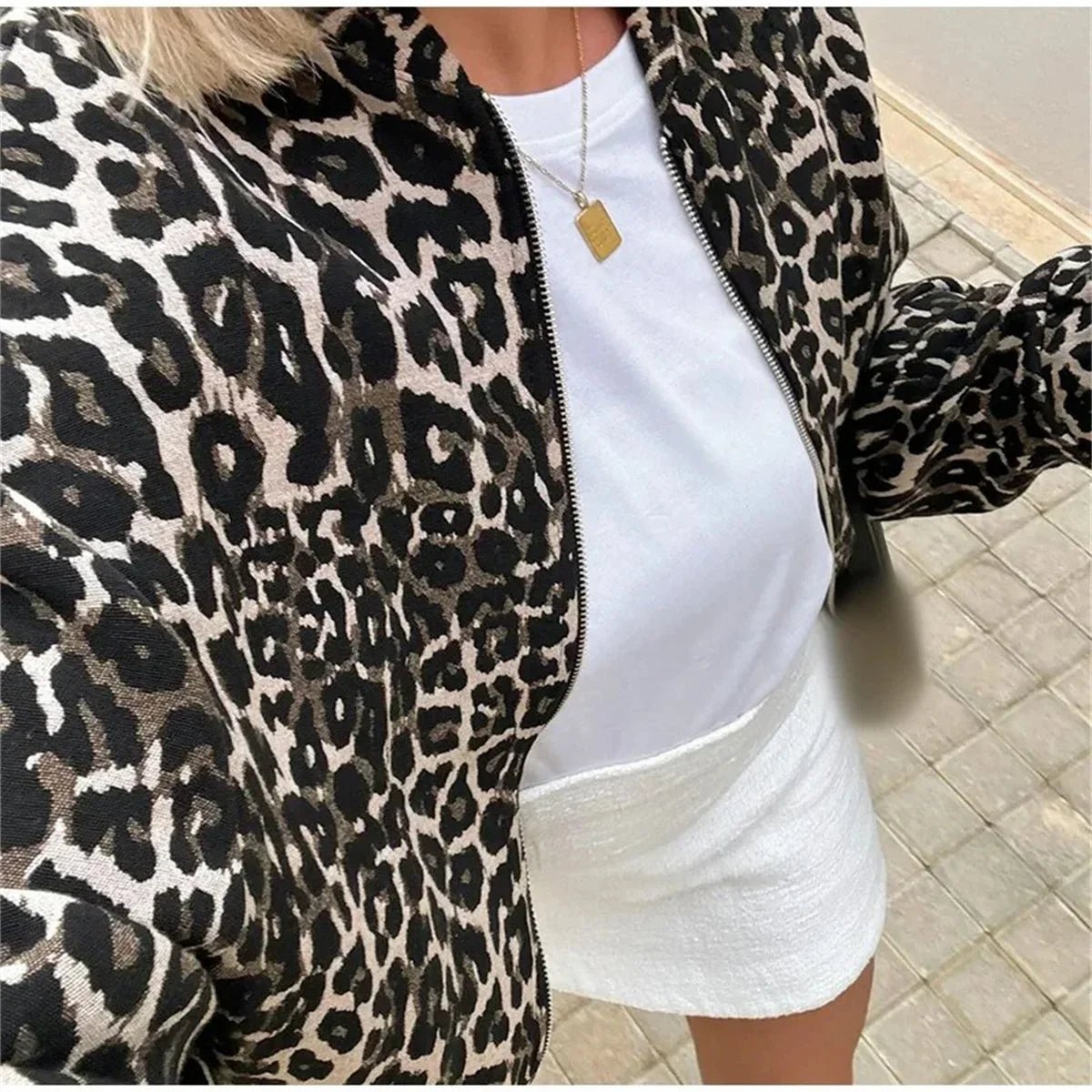 Miss | Jas Dames Relaxed Fit Luipaardprint Ritsluiting - Miss Madera MIS-VGA26E
