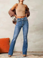 Miss | Jeans Dames High-Waist Flare - Denim - Miss Madera MIS-XCDLP6