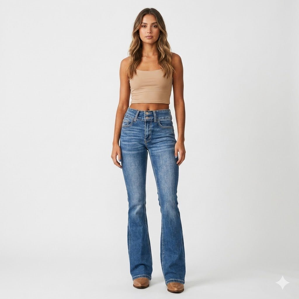 Miss | Jeans Dames High-Waist Flare - Denim - Miss Madera MIS-XCDLP6