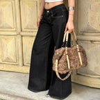 Miss | Jeans Dames Highwaist Wide-Leg Contraststiksels - Denim - Miss Madera MIS-BAONIN