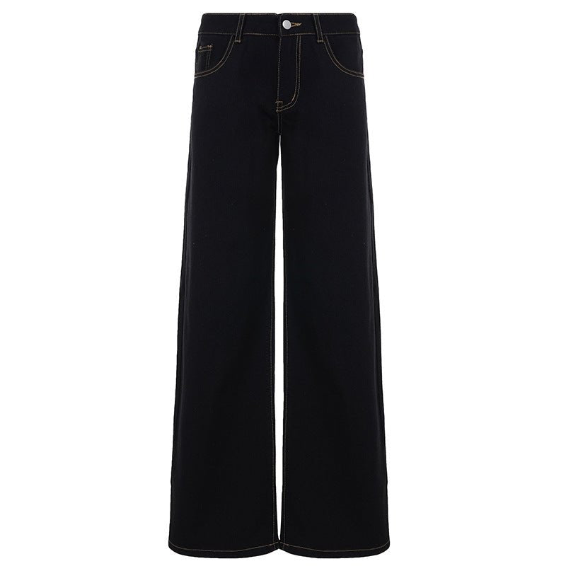 Miss | Jeans Dames Highwaist Wide-Leg Contraststiksels - Denim - Miss Madera MIS-BAONIN