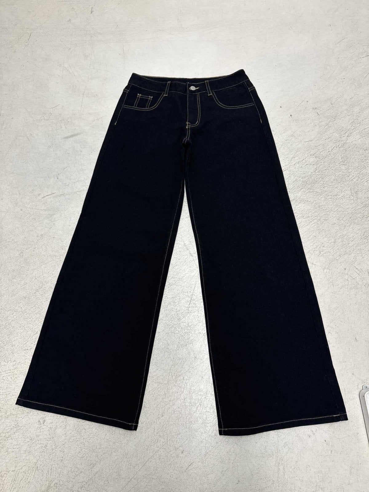 Miss | Jeans Dames Highwaist Wide-Leg Contraststiksels - Denim - Miss Madera MIS-BAONIN