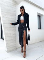 Miss | Jeans Dames Hoge Taille Split Rok - Denim - Miss Madera MIS-VDBC1N