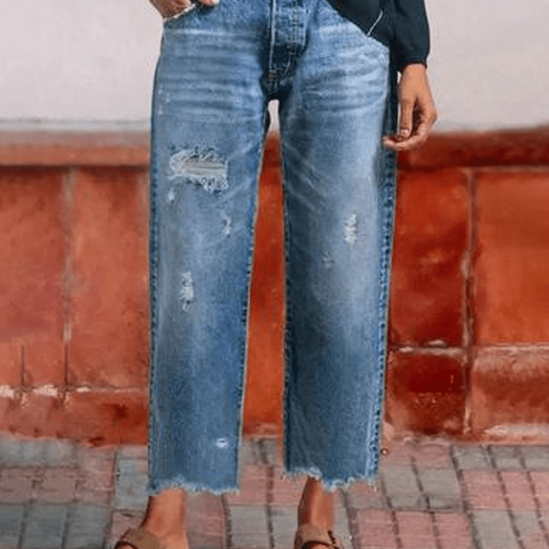 Miss | Jeans Dames Rechte Pijp Kort Retro - Denim - Miss Madera MIS-ZEYYLT