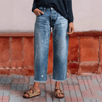 Miss | Jeans Dames Rechte Pijp Kort Retro - Denim - Miss Madera MIS-3ETFDF