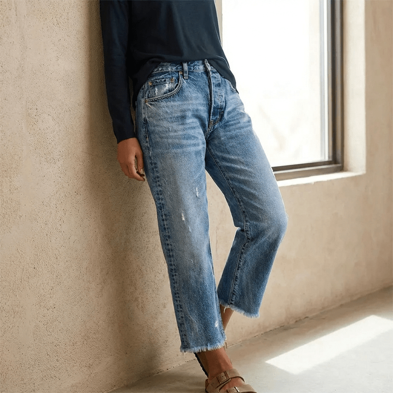 Miss | Jeans Dames Retro Straight Short - Denim - Miss Madera MIS-AYUTQ6
