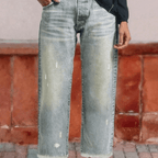 Miss | Jeans Dames Retro Straight Short - Denim - Miss Madera MIS-NO0O0Y