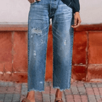 Miss | Jeans Dames Retro Straight Short - Denim - Miss Madera MIS-WUU5JO