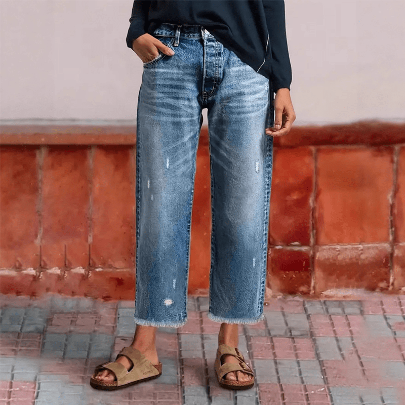 Miss | Jeans Dames Retro Straight Short - Denim - Miss Madera MIS-AYUTQ6