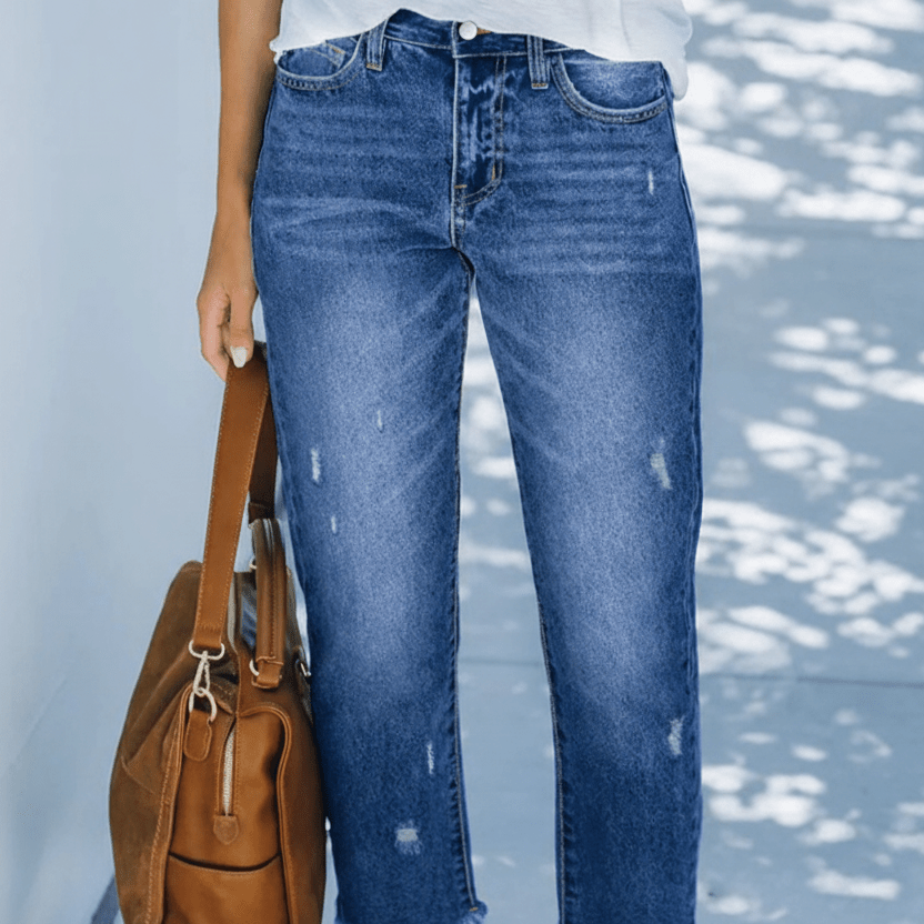 Miss | Jeans Dames Retro Straight Short - Denim - Miss Madera MIS-ITE7NL