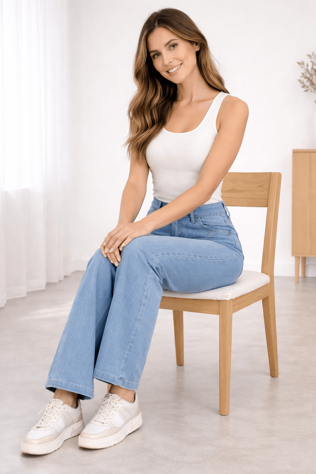 Miss | Jeans Dames Wide-Leg High Waist Distressed - Denim - Miss Madera MIS-GIXQJO