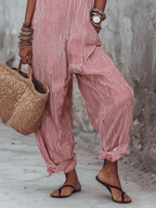 Miss | Jumpsuit Dames Gestreept Losse Pasvorm - Katoen Mix - Miss Madera MIS-22UKWH