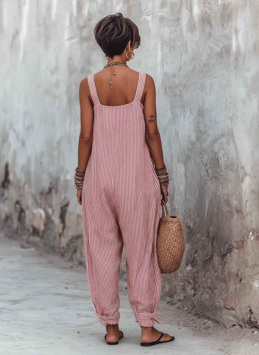 Miss | Jumpsuit Dames Gestreept Losse Pasvorm - Katoen Mix - Miss Madera MIS-TQK268