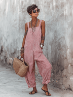 Miss | Jumpsuit Dames Gestreept Losse Pasvorm - Katoen Mix - Miss Madera MIS-22UKWH