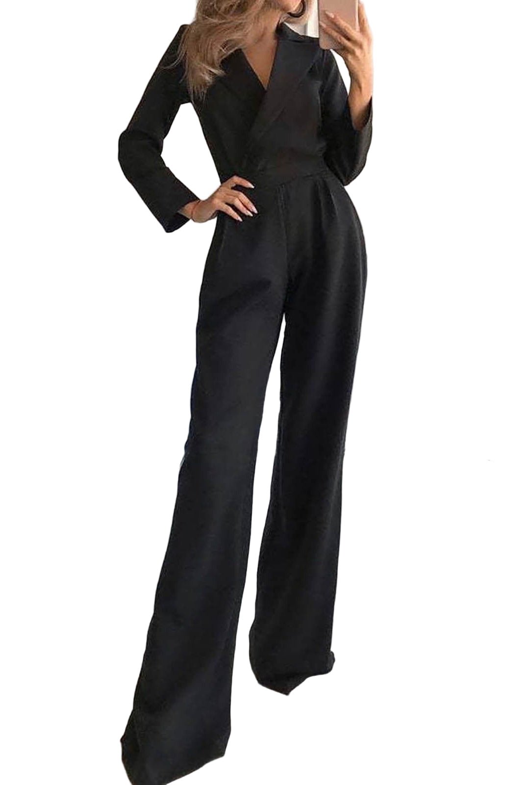 Miss | Jumpsuit Dames Getailleerd Lange Mouwen Blazerkraag - Polyester - Miss Madera MIS-JO5JVG