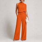 Miss | Jumpsuit Dames Hoge Kraag Mouwloos Wijde Pijpen - Miss Madera MIS-18NU66