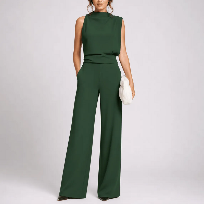 Miss | Jumpsuit Dames Hoge Kraag Mouwloos Wijde Pijpen - Miss Madera MIS-LBUEM0