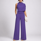 Miss | Jumpsuit Dames Hoge Kraag Mouwloos Wijde Pijpen - Miss Madera MIS-IOYUE1
