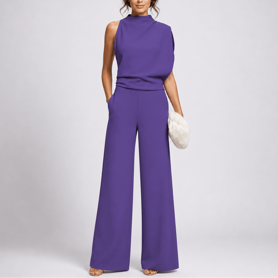 Miss | Jumpsuit Dames Hoge Kraag Mouwloos Wijde Pijpen - Miss Madera MIS-IOYUE1