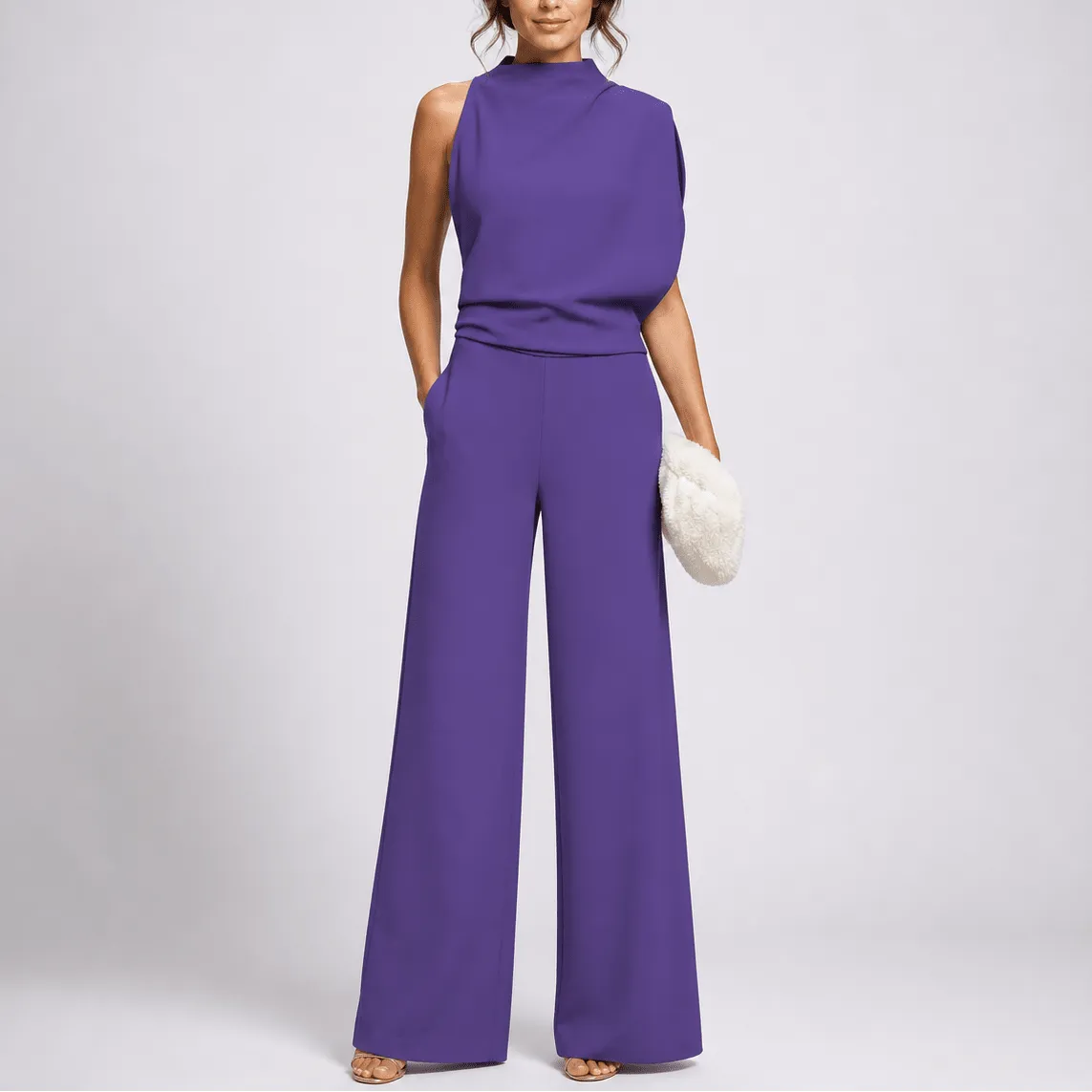 Miss | Jumpsuit Dames Hoge Kraag Mouwloos Wijde Pijpen - Miss Madera MIS-IOYUE1
