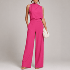 Miss | Jumpsuit Dames Hoge Kraag Mouwloos Wijde Pijpen - Miss Madera MIS-DAQKZY