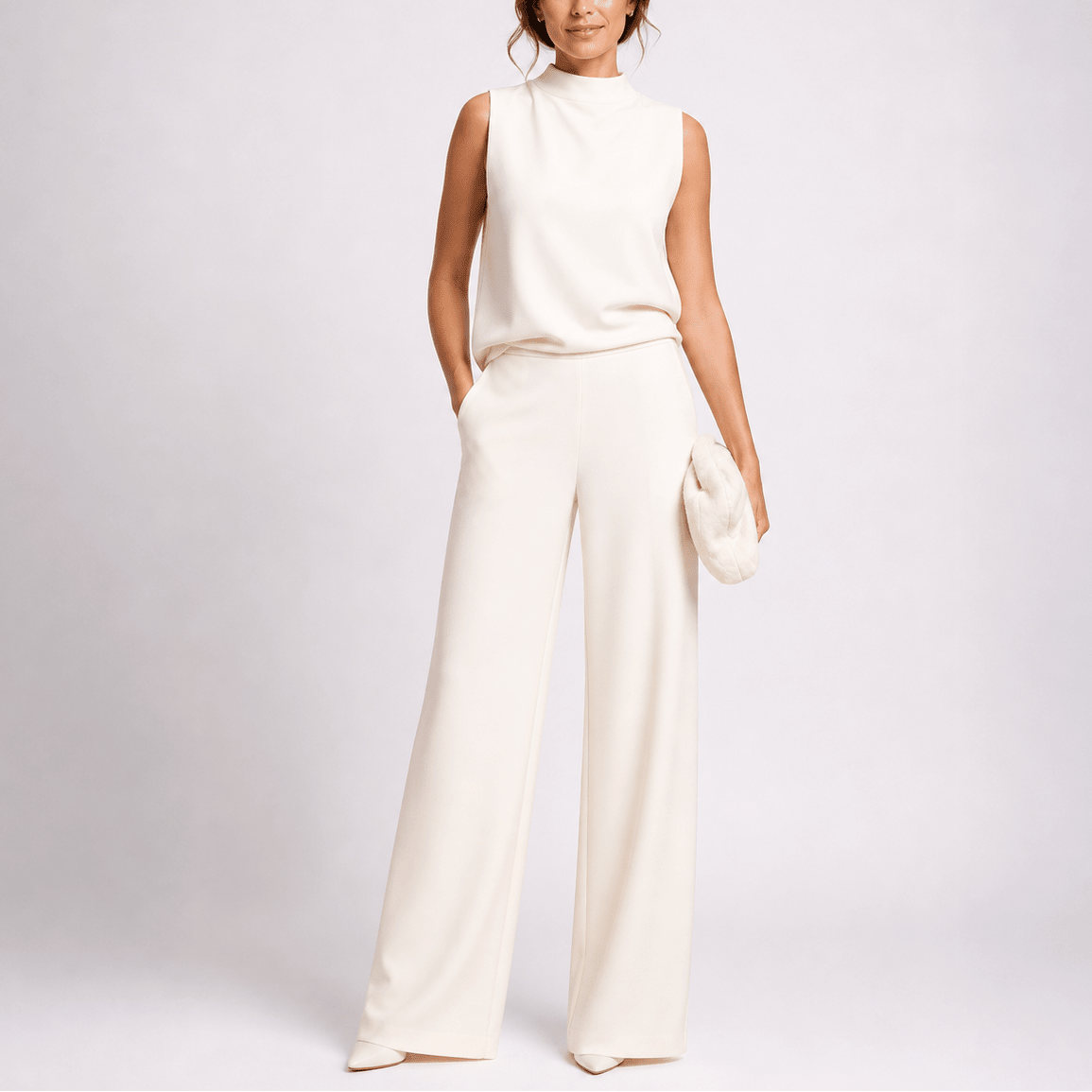 Miss | Jumpsuit Dames Hoge Kraag Mouwloos Wijde Pijpen - Miss Madera MIS-NA91MP