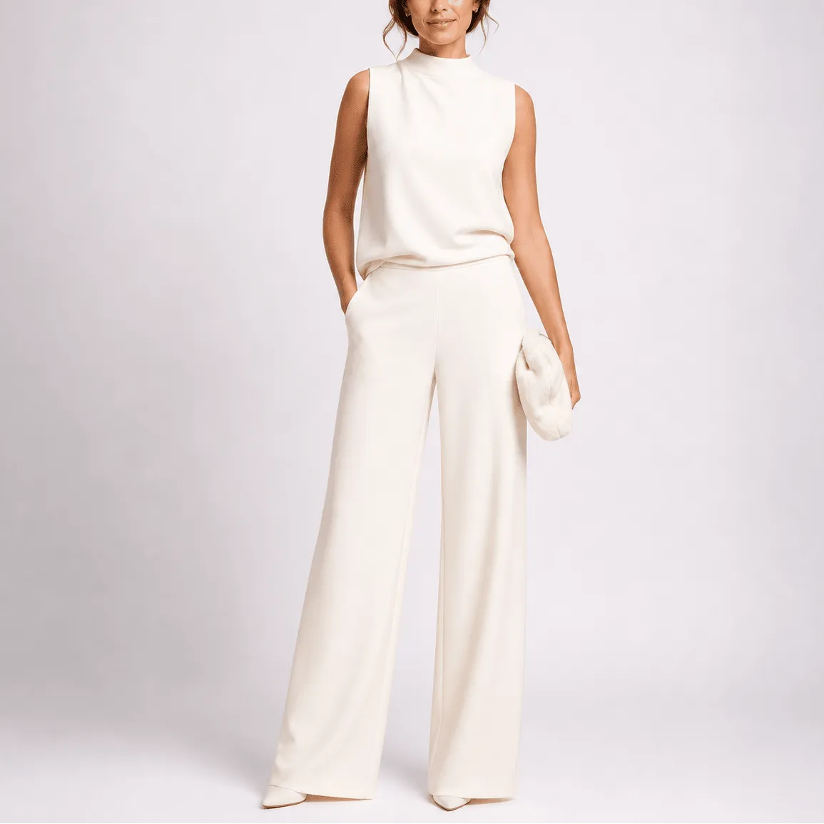Miss | Jumpsuit Dames Hoge Kraag Mouwloos Wijde Pijpen - Miss Madera MIS-NA91MP