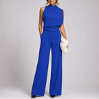 Miss | Jumpsuit Dames Hoge Kraag Mouwloos Wijde Pijpen - Miss Madera MIS-FVUUJV