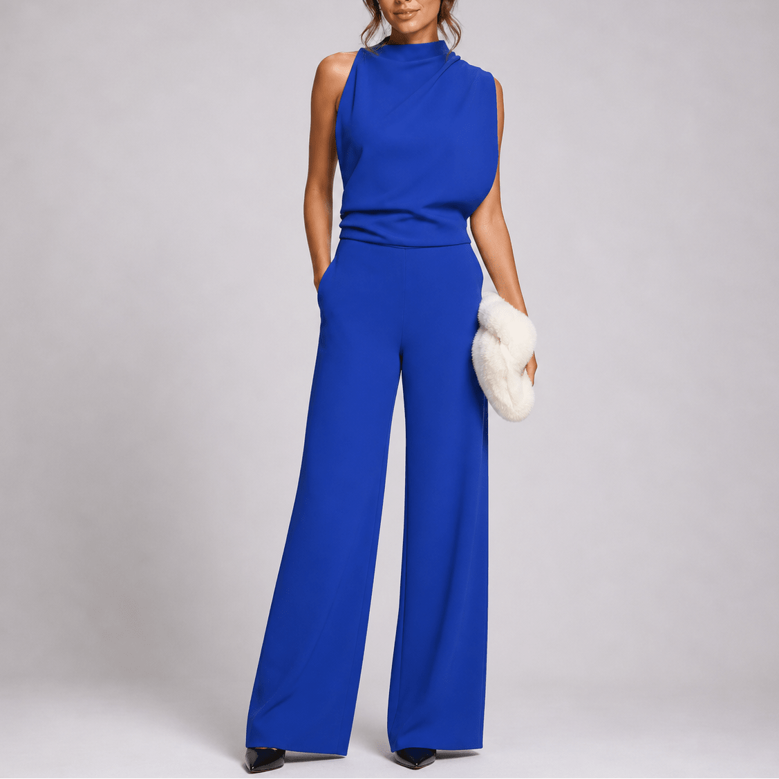 Miss | Jumpsuit Dames Hoge Kraag Mouwloos Wijde Pijpen - Miss Madera MIS-FVUUJV