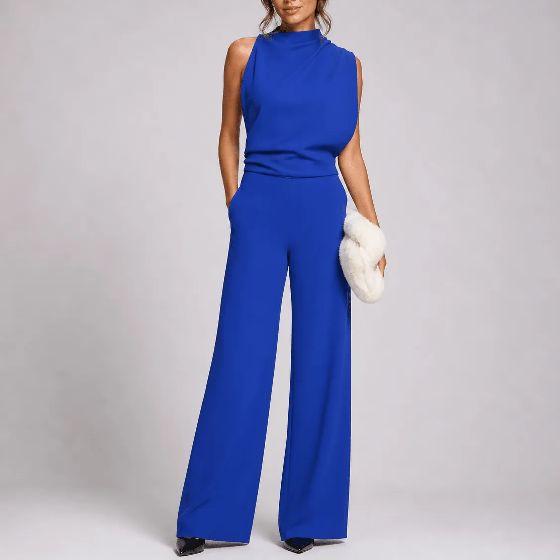 Miss | Jumpsuit Dames Hoge Kraag Mouwloos Wijde Pijpen - Miss Madera MIS-FVUUJV