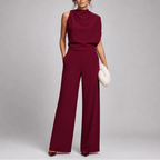 Miss | Jumpsuit Dames Hoge Kraag Mouwloos Wijde Pijpen - Miss Madera MIS-RWSW2V