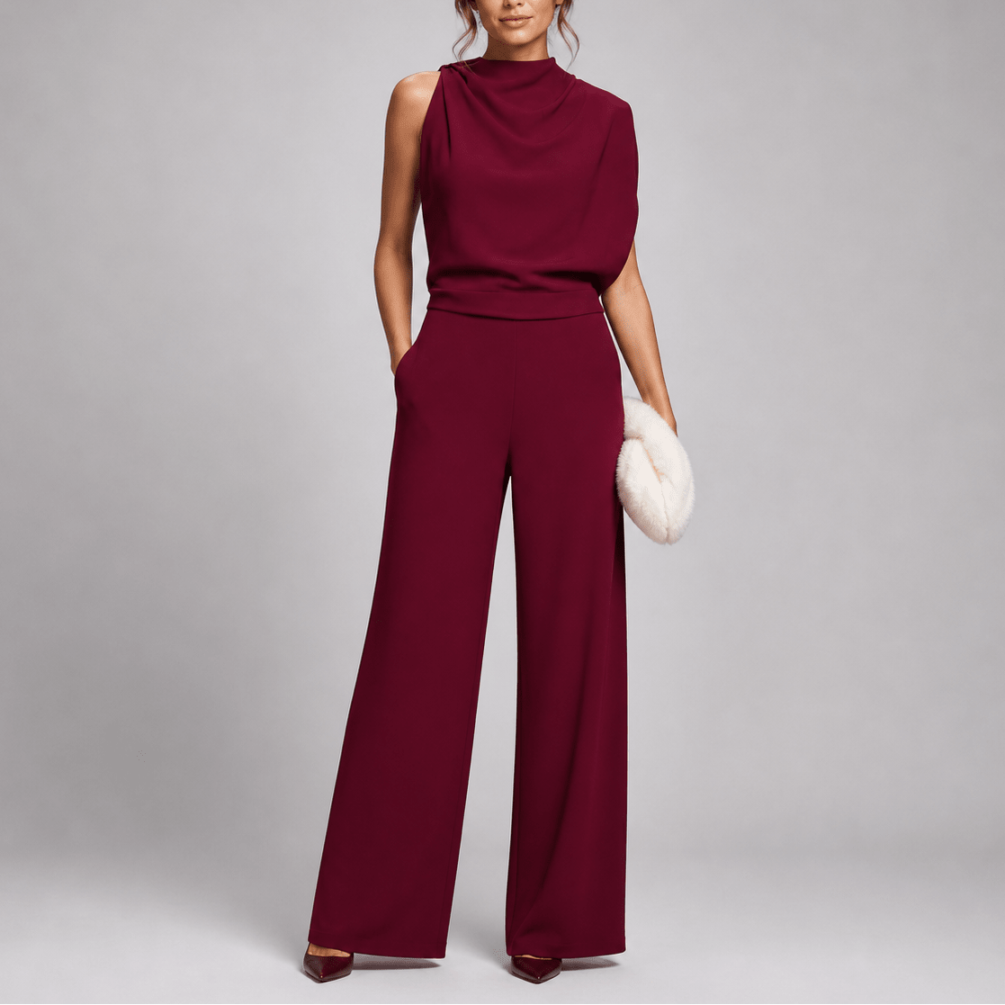 Miss | Jumpsuit Dames Hoge Kraag Mouwloos Wijde Pijpen - Miss Madera MIS-RWSW2V