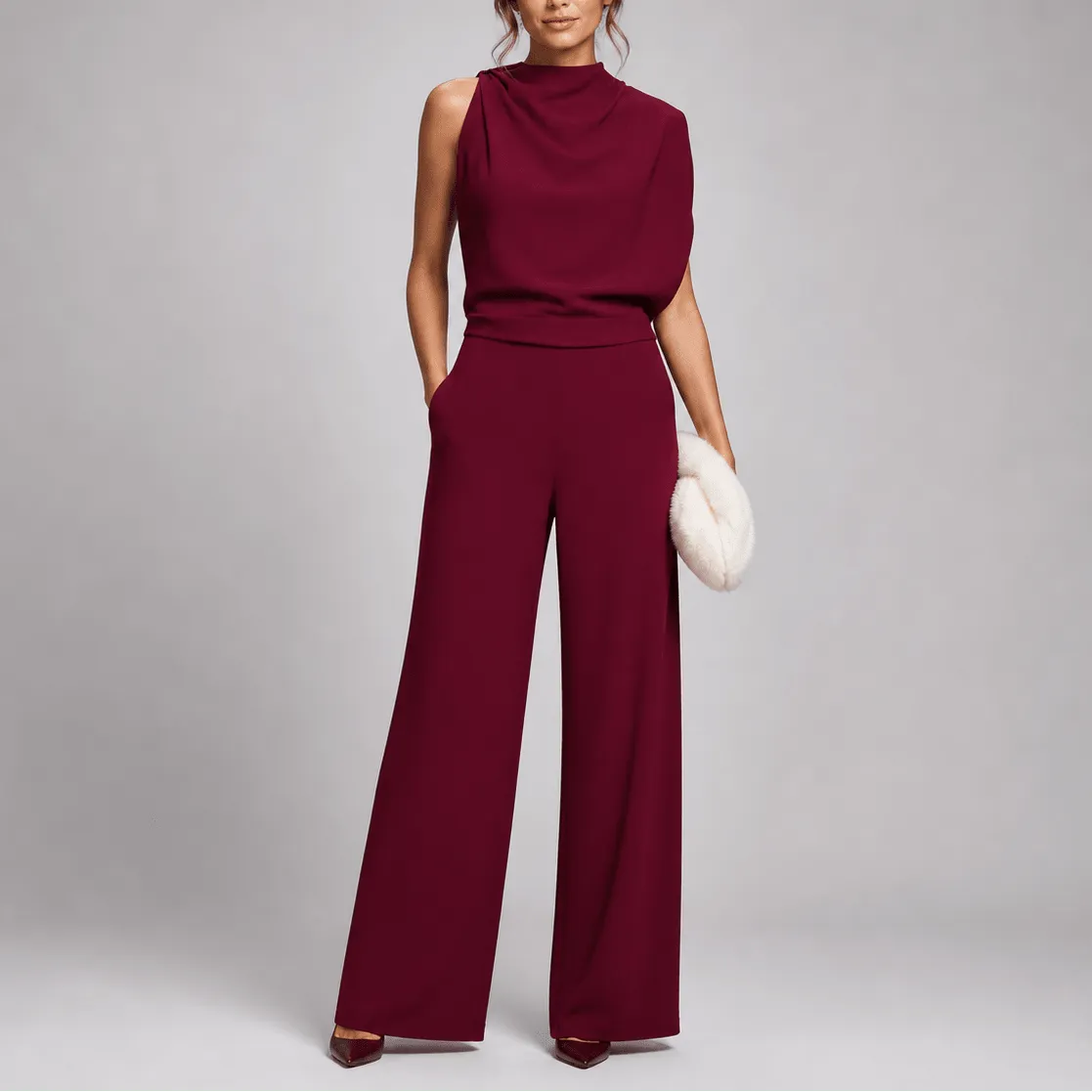 Miss | Jumpsuit Dames Hoge Kraag Mouwloos Wijde Pijpen - Miss Madera MIS-RWSW2V