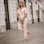 Miss | Jumpsuit Dames Tailored V-hals Korte Mouw - Polyester - Miss Madera MIS-CLW5B7