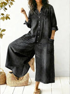 Miss | Jumpsuit Dames Wide Leg Langarm - Denim - Miss Madera MIS-RZ0S9D