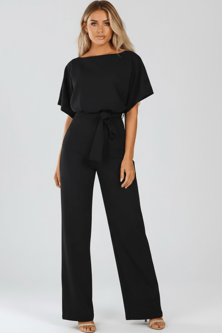 Miss | Jumpsuit Dames Wijde Pijpen Korte Mouw - Viscose - Miss Madera MIS-SBPBDT