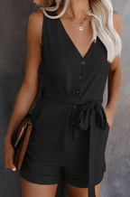 Miss | Jumpsuit Dames Zomer Kort Getailleerd - Linnenmix - Miss Madera MIS-RPHI3G