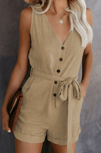 Miss | Jumpsuit Dames Zomer Kort Getailleerd - Linnenmix - Miss Madera MIS-PHCDMD