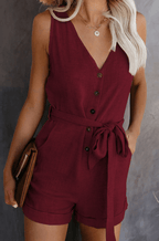 Miss | Jumpsuit Dames Zomer Kort Getailleerd - Linnenmix - Miss Madera MIS-74LKDM