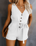 Miss | Jumpsuit Dames Zomer V-hals Losse Pasvorm - Polyester - Miss Madera MIS-0RYMLM