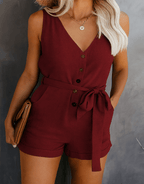 Miss | Jumpsuit Dames Zomer V-hals Losse Pasvorm - Polyester - Miss Madera MIS-BXFLEW
