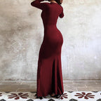 Miss | Jurk Dames Aansluitend Lange Mouw Asymmetrische Volant - Stretch - Miss Madera MIS-7OANLG