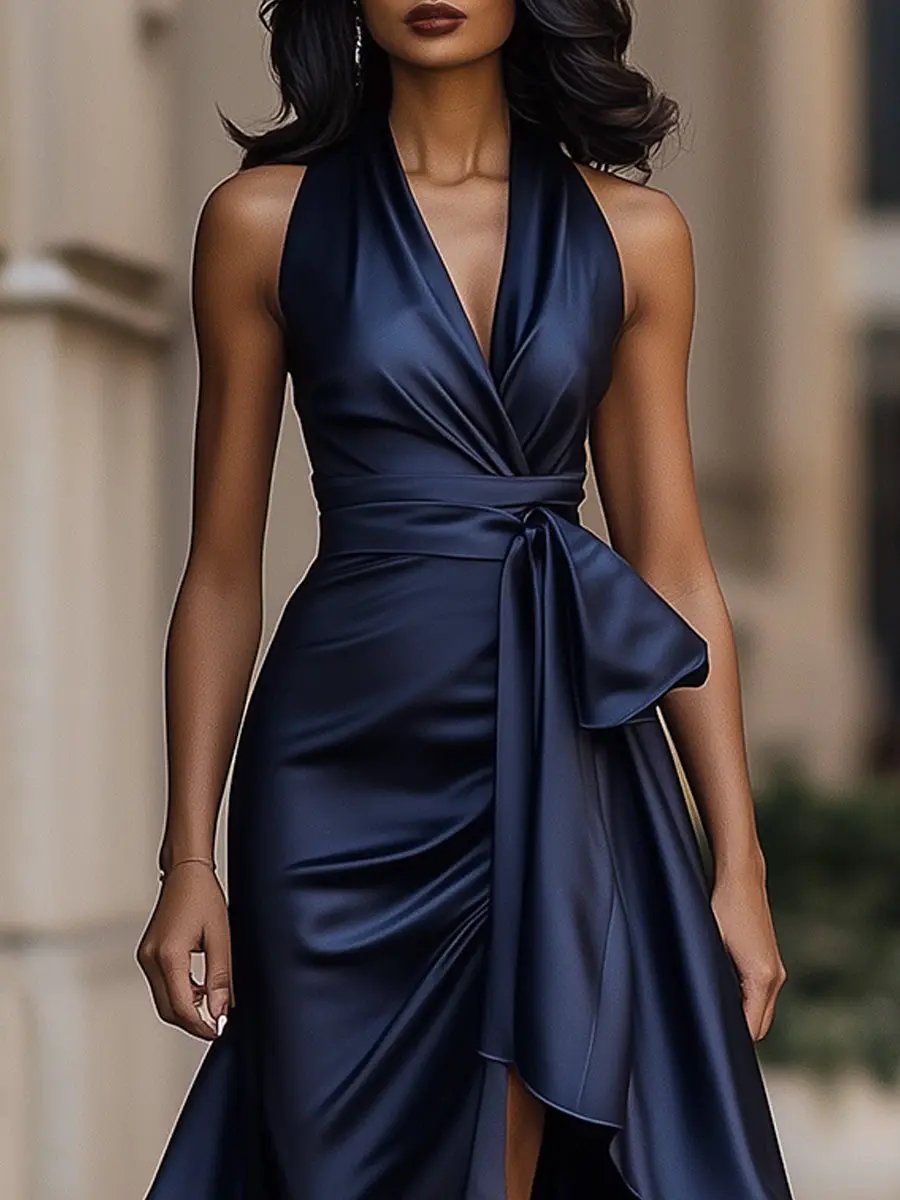 Miss | Jurk Dames Avond Halterneck High-Low - Polyester - Miss Madera MIS-SD09W4