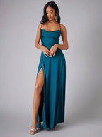 Miss | Jurk Dames Avond Maxi Split Open Rug - Satijn - Miss Madera MIS-UU3ML7
