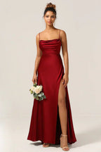 Miss | Jurk Dames Avond Maxi Split Open Rug - Satijn - Miss Madera MIS-O3PBB5