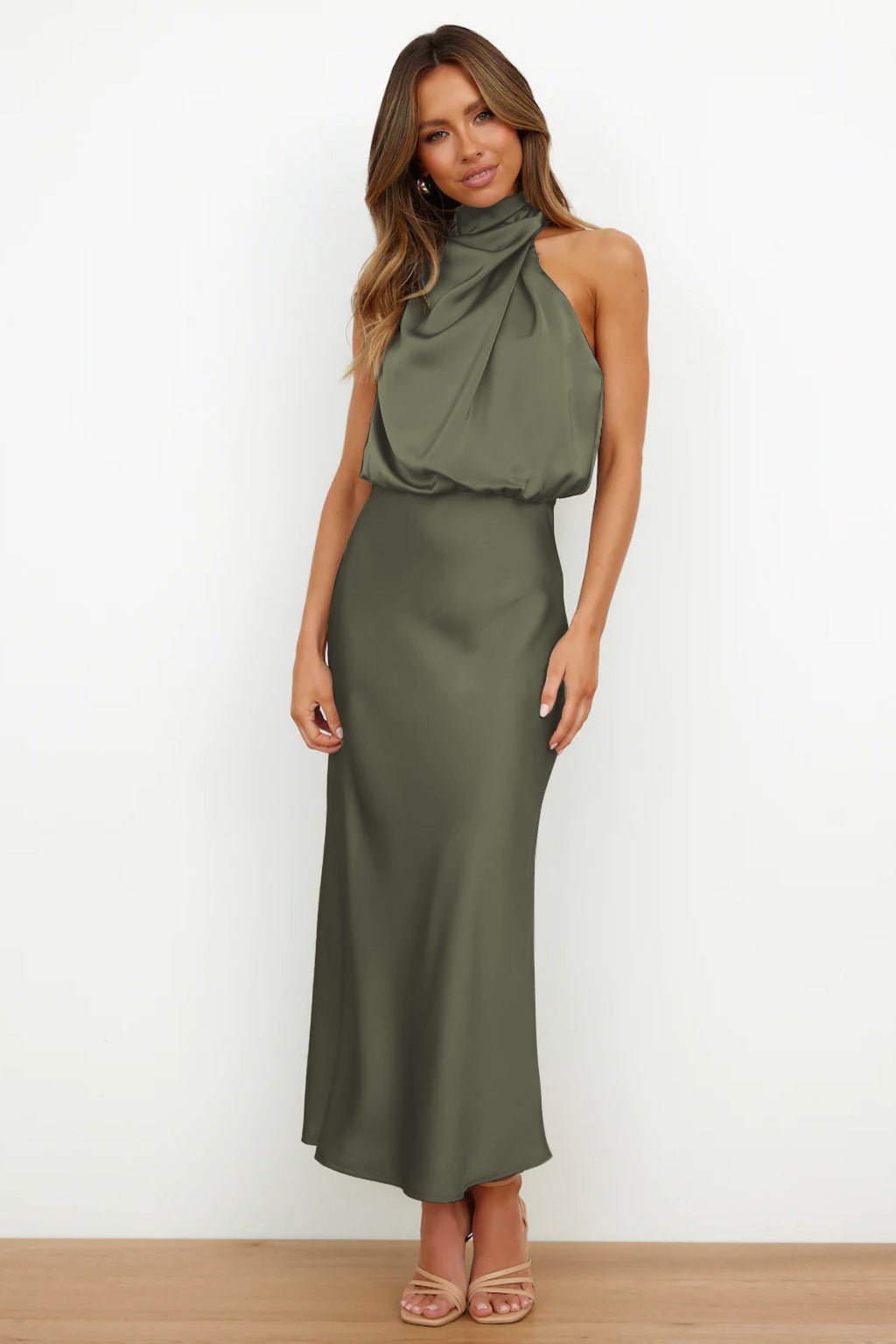 Miss | Jurk Dames Avond Neckholder Midi - Satijn - Miss Madera MIS-BZMVEM