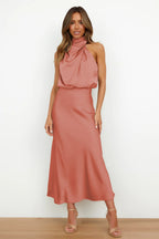 Miss | Jurk Dames Avond Neckholder Midi - Satijn - Miss Madera MIS-H25KPV