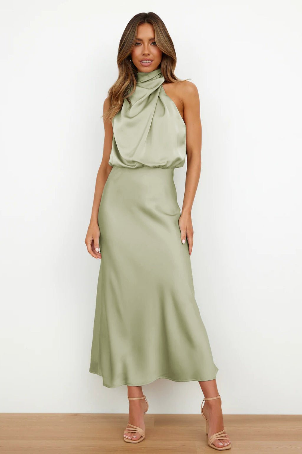 Miss | Jurk Dames Avond Neckholder Midi - Satijn - Miss Madera MIS-6M8JS5